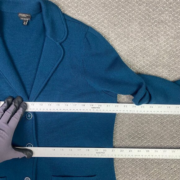 Talbots Merino Wool Sweater Blazer Women 1XP Petite Teal - Picture 5 of 12